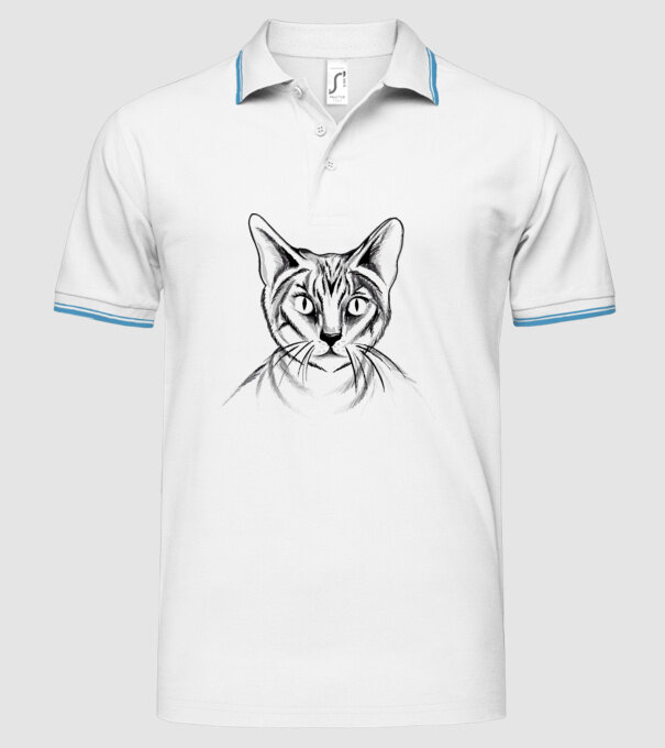 Pisică desen model alb pe tricou