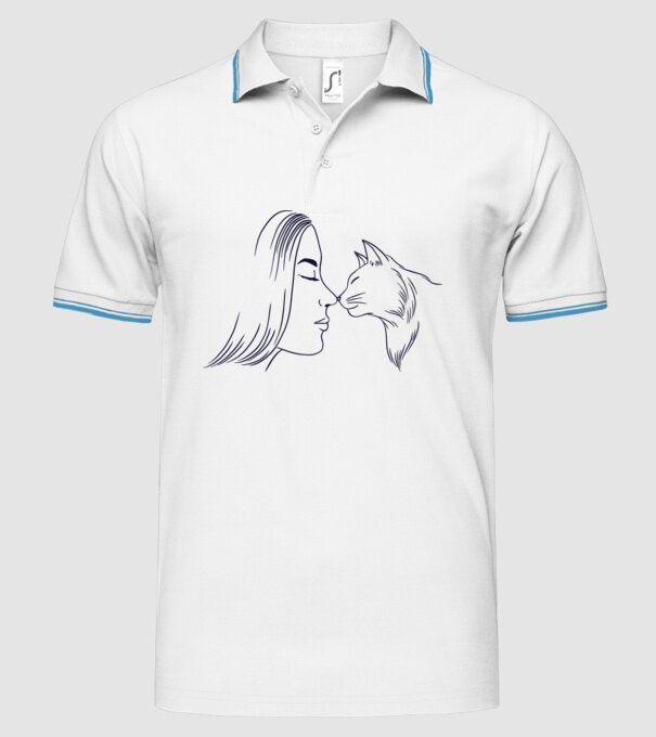 Dragoste Pisică model alb pe tricou