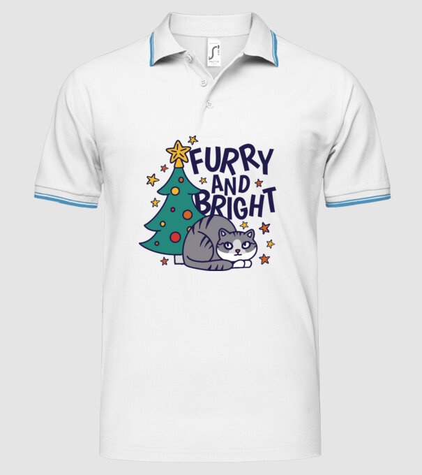 Crăciun cu pisică model alb pe tricou