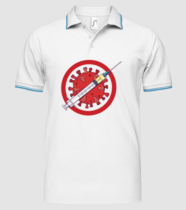Vaccin virus (?) model alb pe tricou