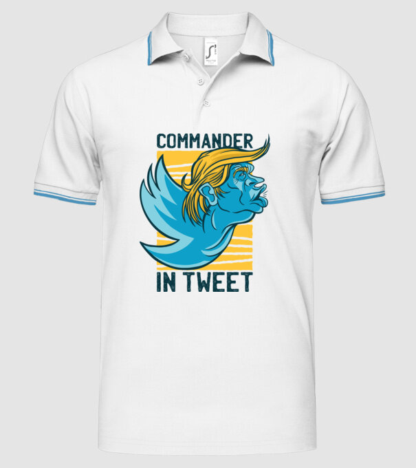 Commander in Tweet - Trump model alb pe tricou