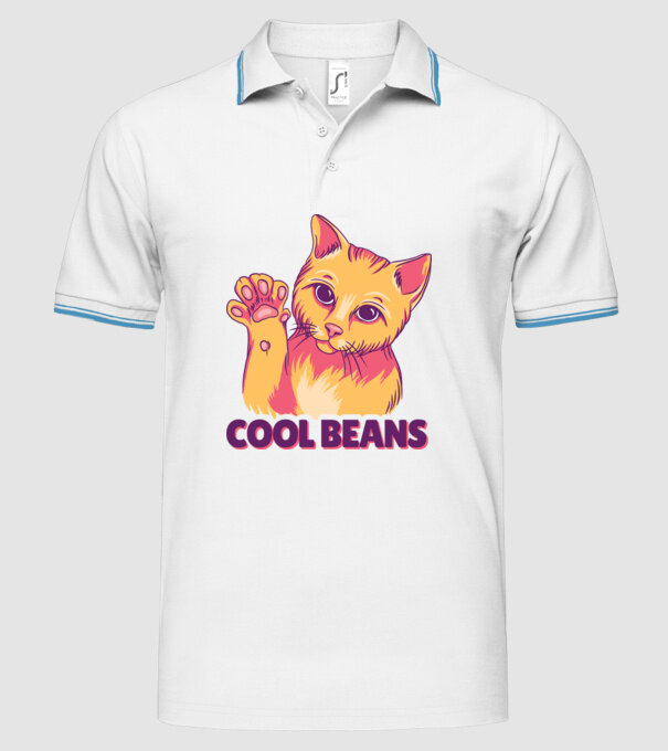 Cool Beans - talpă pisică model alb pe tricou