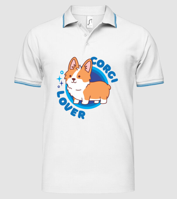 Corgi Lover model alb pe tricou