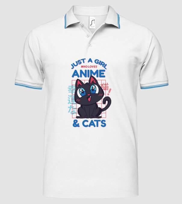 Doar o fată căreia îi place Anime și Pisicile model alb pe tricou