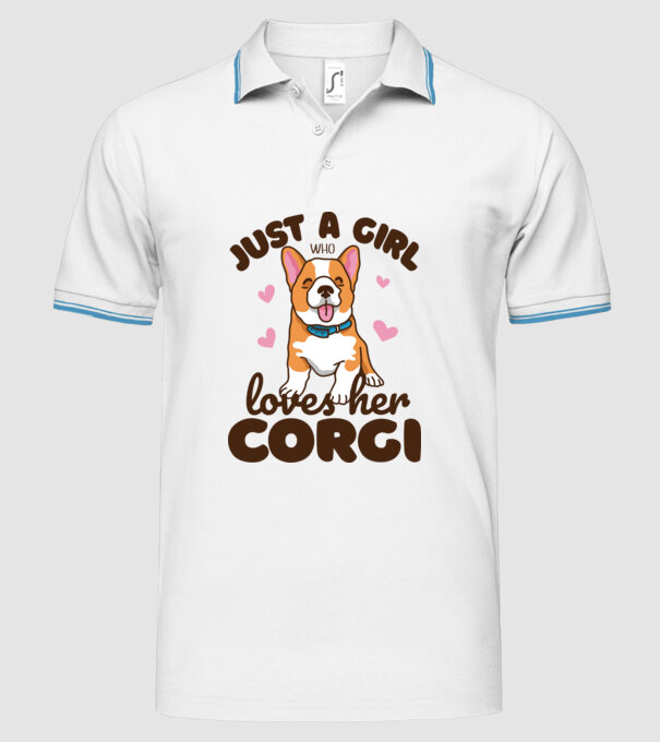Doar o fată care iubește Corgiul său model alb pe tricou