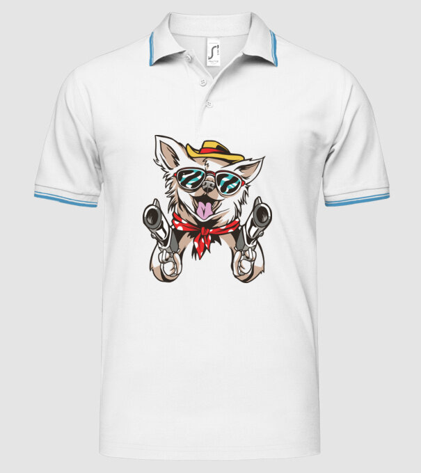 Chihuahua cu Pistol model alb pe tricou