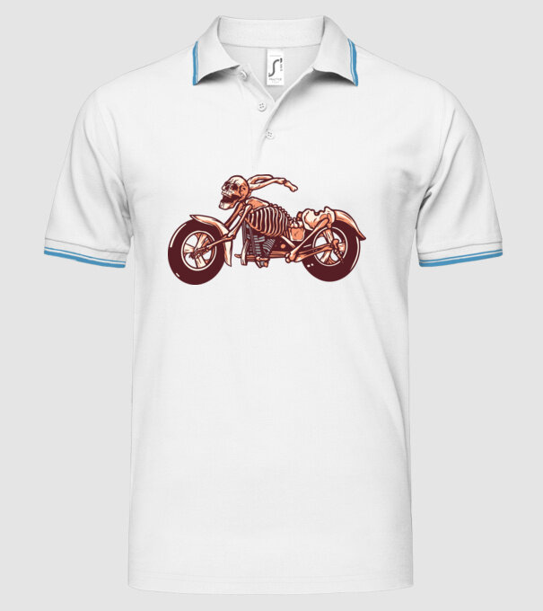 Motocicletă cu Schelet model alb pe tricou