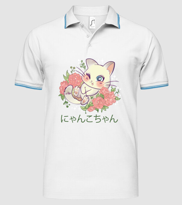 Pisicuță drăguță Anime model alb pe tricou