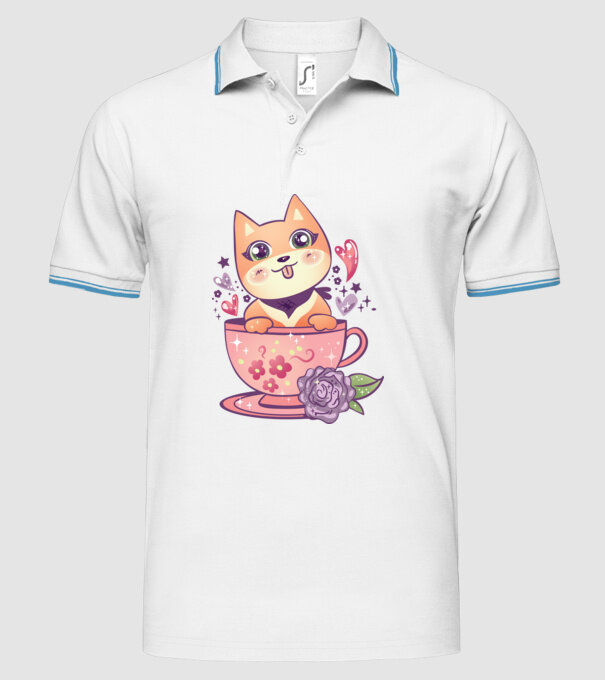 Câine drăguț Anime model alb pe tricou