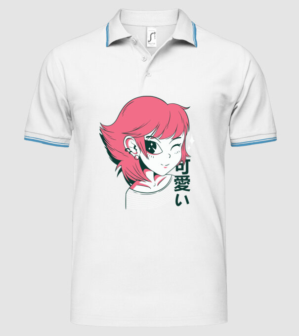 Fată drăguță Anime model alb pe tricou