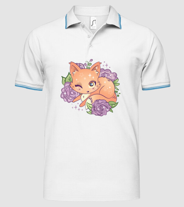Vulpe Drăguță Anime model alb pe tricou