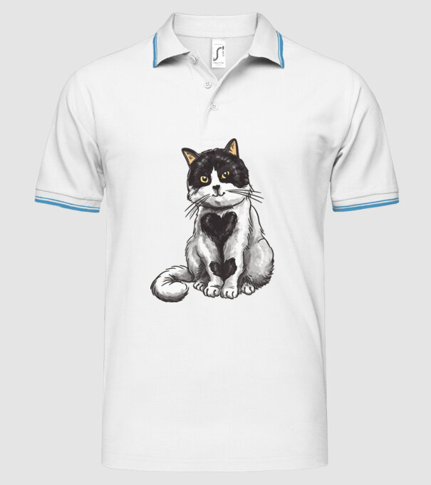 Pisicuță drăguță model alb pe tricou