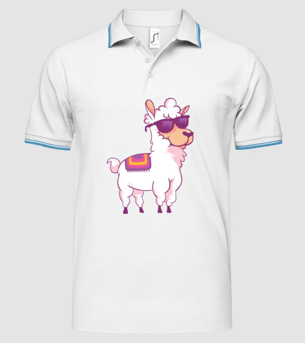 Llama drăguț model alb pe tricou