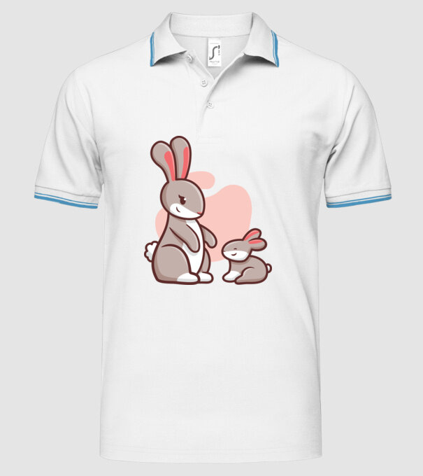 Iepurași drăguți model alb pe tricou