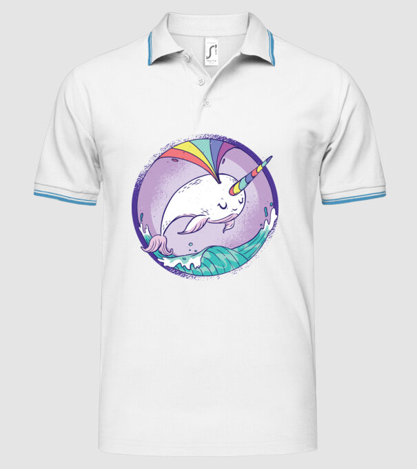 Unicorn drăguț Balenă - Narval model alb pe tricou