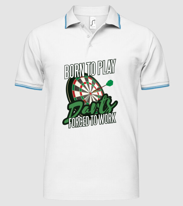Născut pentru a juca darts, forțat să muncesc model alb pe tricou