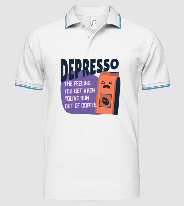 Depresso - Sentimentul când rămâi fără cafea model alb pe tricou