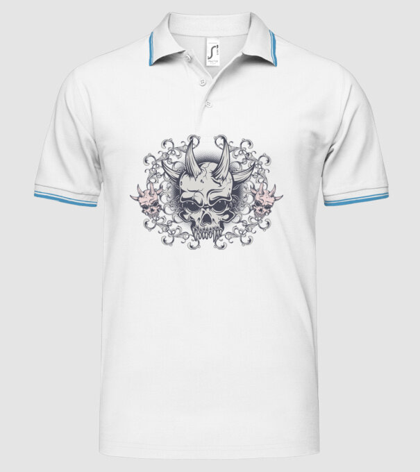 Devil Skull model alb pe tricou