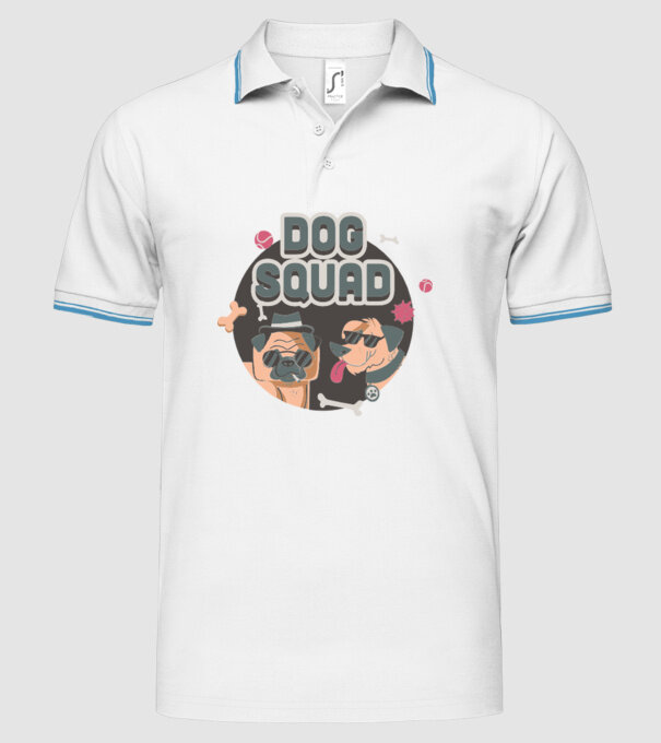 Dog squad model alb pe tricou