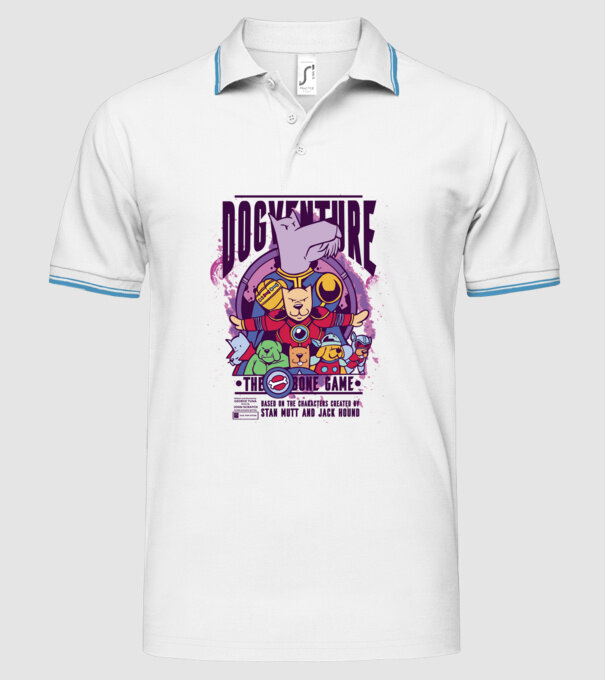 Dogventure The Bone Game model alb pe tricou