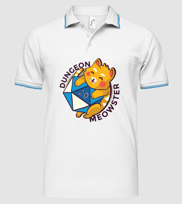 Dungeon Meowster joc de rol RPG tricou cu pisică model alb pe tricou