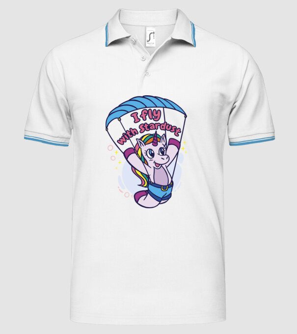 Unicorn parașutist model alb pe tricou