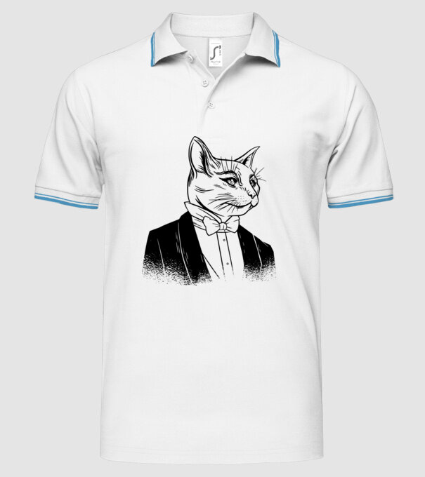 Pisică Elegantă model alb pe tricou