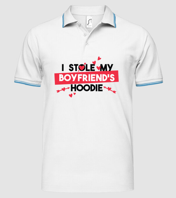 'Am furat puloverul prietenului meu pulover amuzant pentru Valentine''s Day' model alb pe tricou