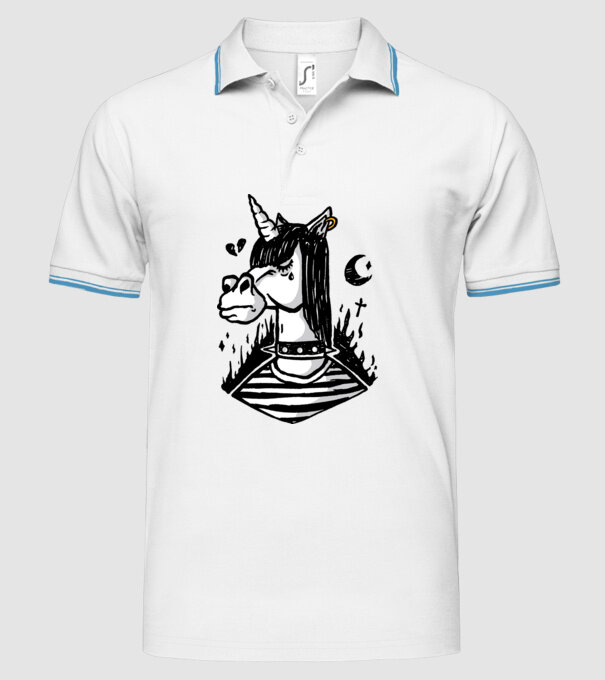 Emo unicorn model alb pe tricou
