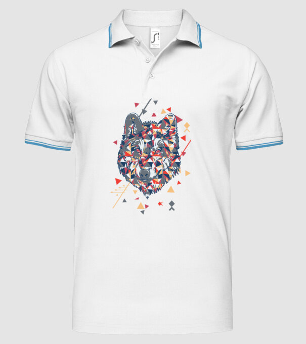 Lup - abstract model alb pe tricou