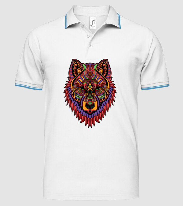 Cap de lup model alb pe tricou