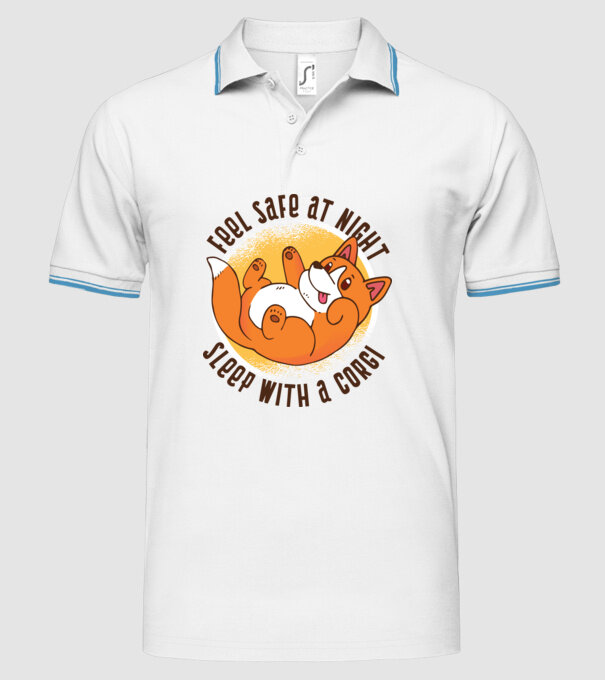 Feel safe at night, Sleep with a Corgi model alb pe tricou