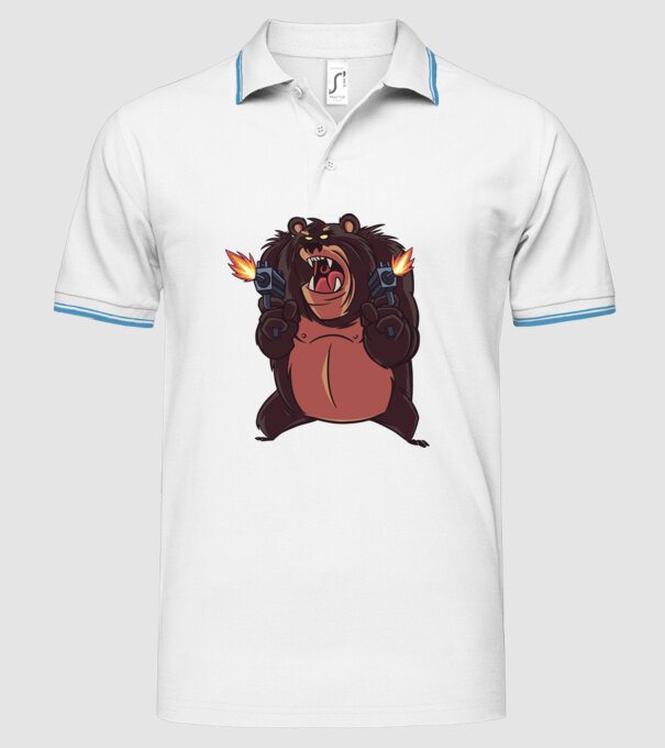 Urs înarmat model alb pe tricou