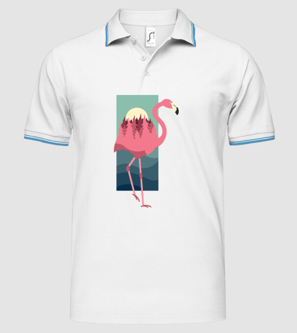 Flamingo Design model alb pe tricou