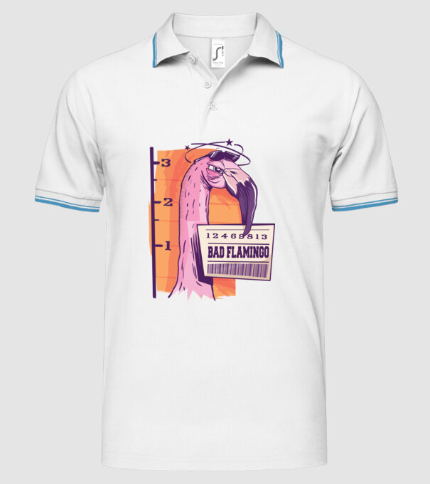 Flamingo arestat amuzant model alb pe tricou