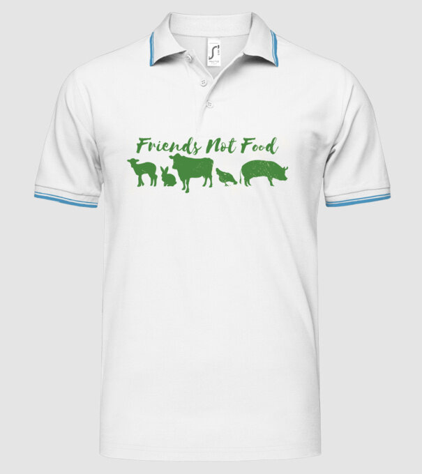 Friends Not Food Vegan model alb pe tricou