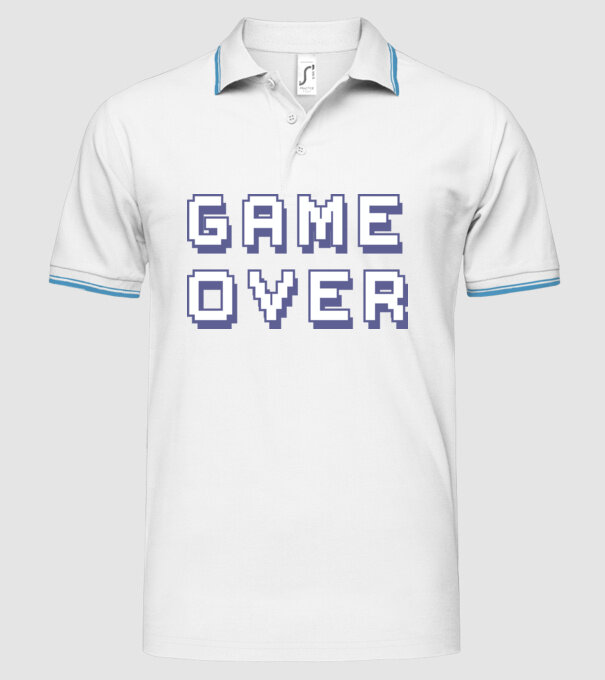Game Over model alb pe tricou