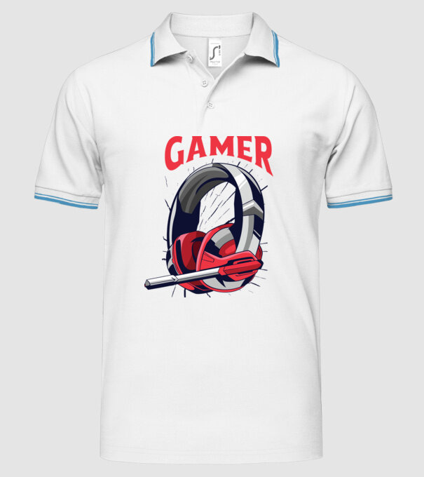 Căști Gamer model alb pe tricou
