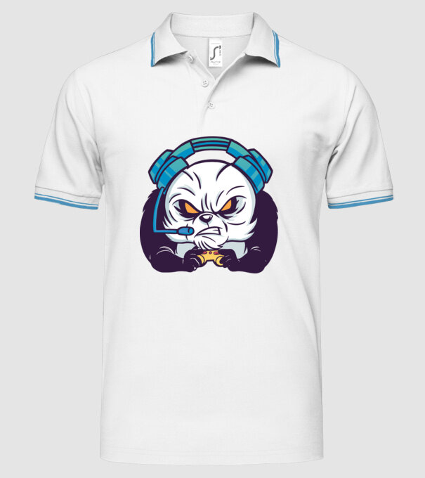 Gamer Panda model alb pe tricou