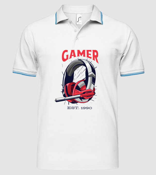 Gamer est. 1990 model alb pe tricou