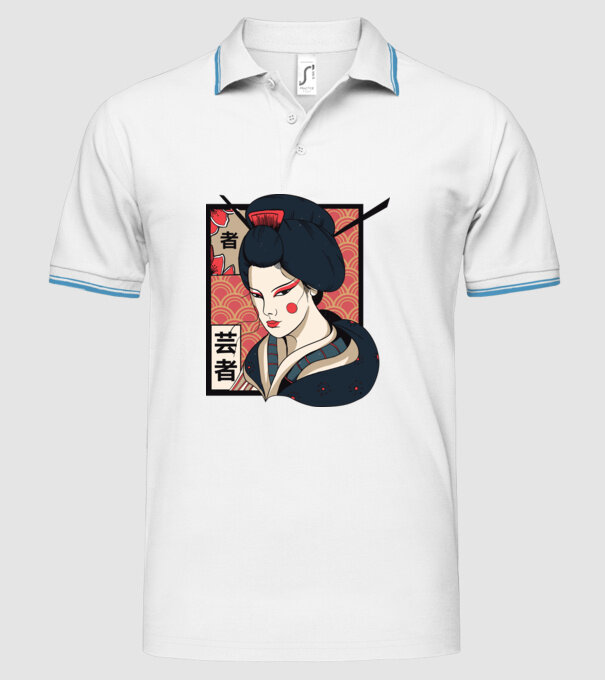 Geisha Japonia model alb pe tricou