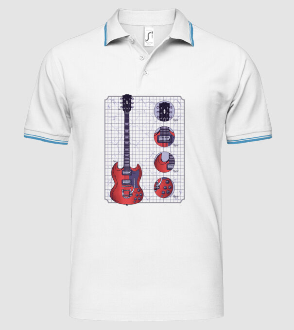 Gibson Chitară desen model alb pe tricou