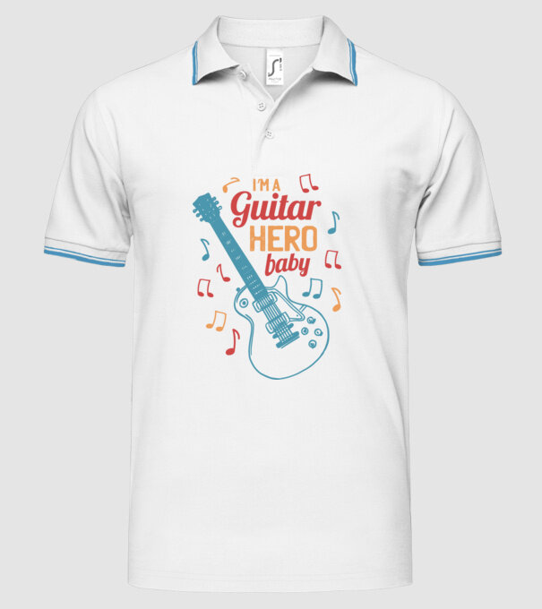 Erou chitarist model alb pe tricou