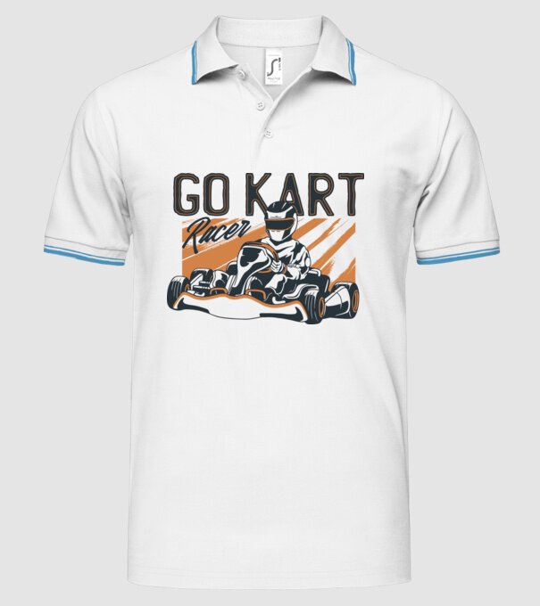 Concurent Go-kart model alb pe tricou