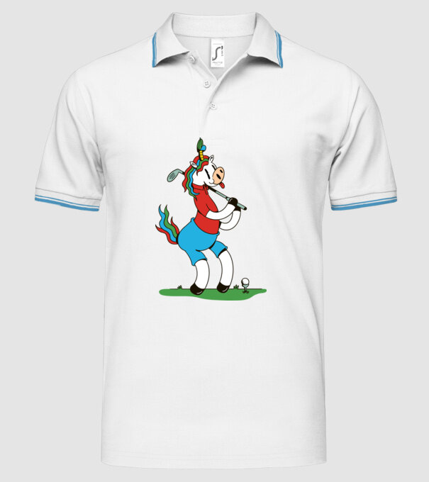 Unicorn jucător de golf model alb pe tricou