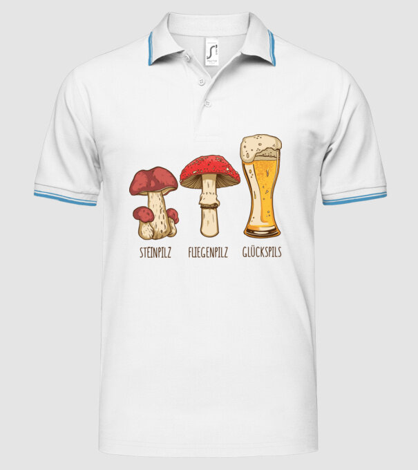 Soiuri de ciuperci model alb pe tricou