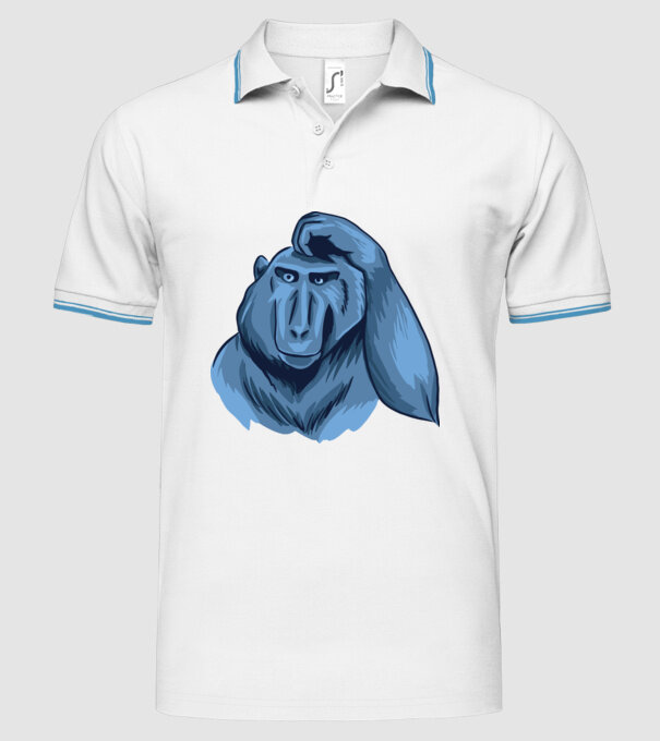 Maimuța gânditoare model alb pe tricou