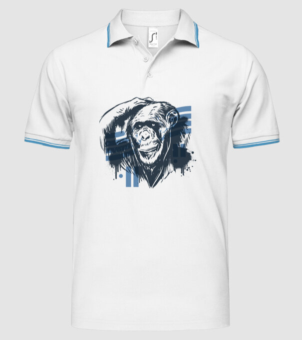 Maimuța gânditoare model alb pe tricou