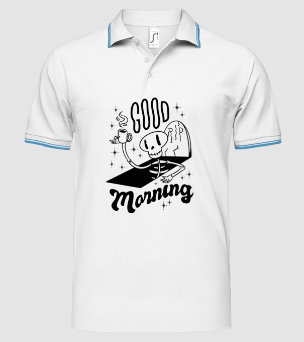 Good Morning Coffee model alb pe tricou