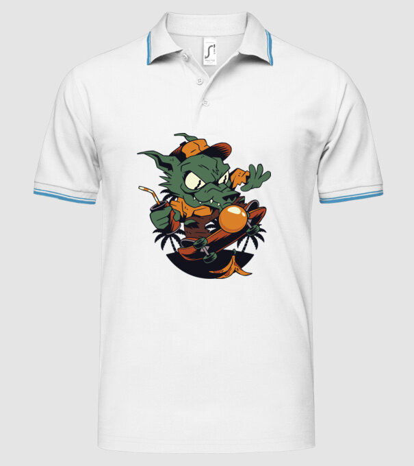 Vârcolac Skateboarder model alb pe tricou